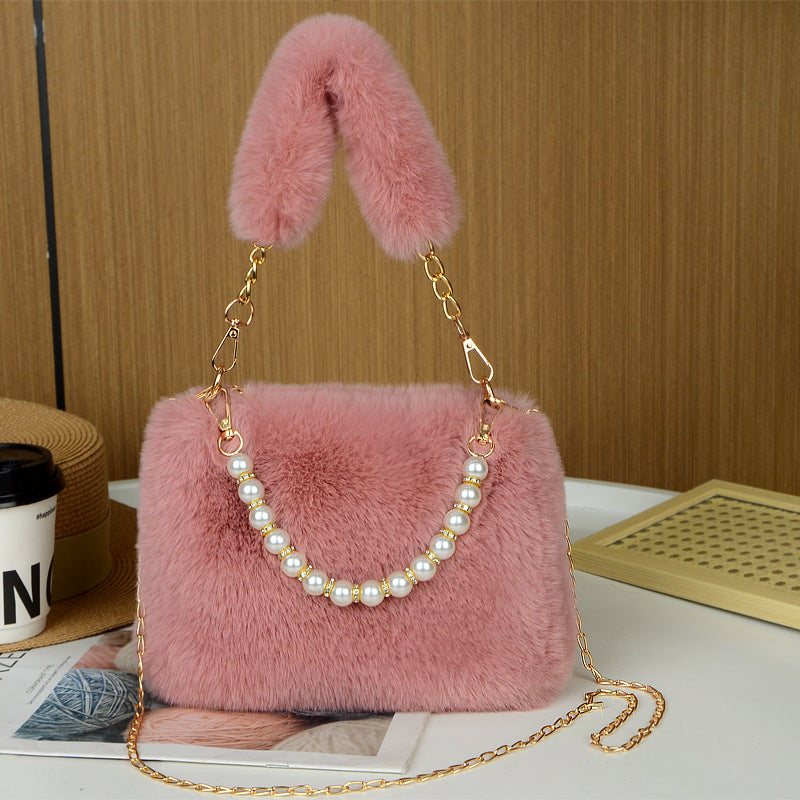 Fashion Plush Bag Chain Crossbody Bag
